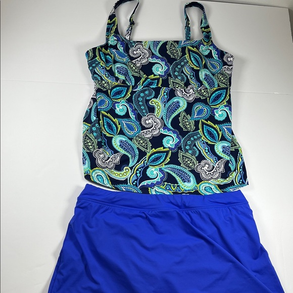 Lands’ End Vibrant Paisley Tankini Set Sz 14 - Picture 1 of 10
